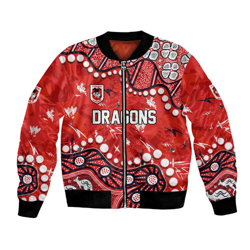 Personalized St. George Illawarra Dragons Bomber Jacket Aboriginal Pattern with Graffiti Style Design