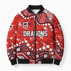 Personalized St. George Illawarra Dragons Bomber Puffer Jacket Aboriginal Pattern with Graffiti Style Design
