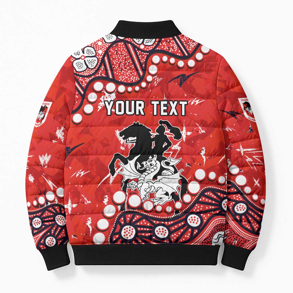 Personalized St. George Illawarra Dragons Bomber Puffer Jacket Aboriginal Pattern with Graffiti Style Design