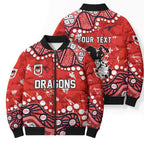 Personalized St. George Illawarra Dragons Bomber Puffer Jacket Aboriginal Pattern with Graffiti Style Design