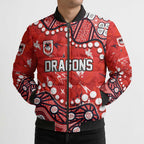 Personalized St. George Illawarra Dragons Bomber Puffer Jacket Aboriginal Pattern with Graffiti Style Design
