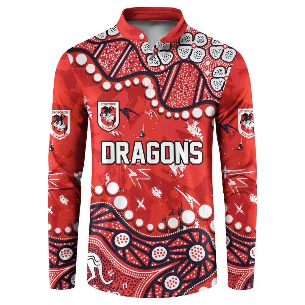 Personalized St. George Illawarra Dragons Button Sweatshirt Aboriginal Pattern with Graffiti Style Design