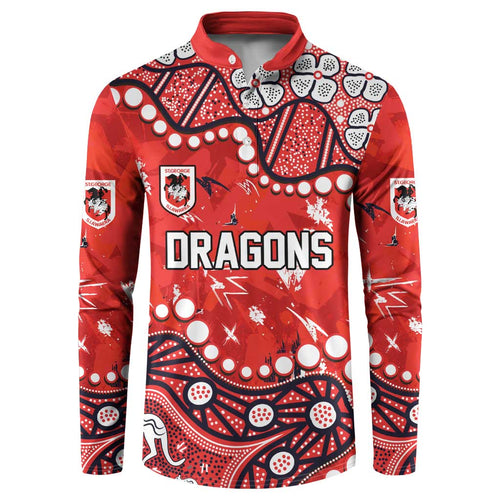 Personalized St. George Illawarra Dragons Button Sweatshirt Aboriginal Pattern with Graffiti Style Design