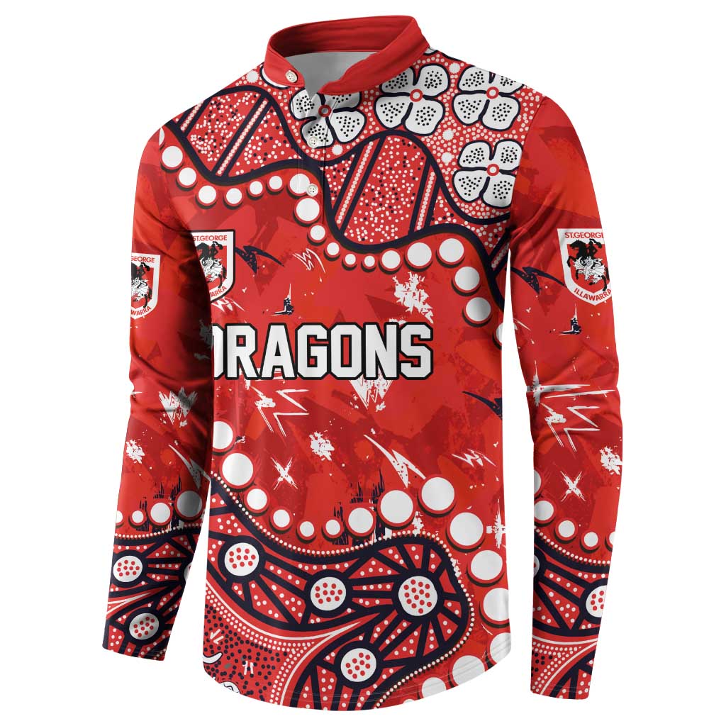 Personalized St. George Illawarra Dragons Button Sweatshirt Aboriginal Pattern with Graffiti Style Design