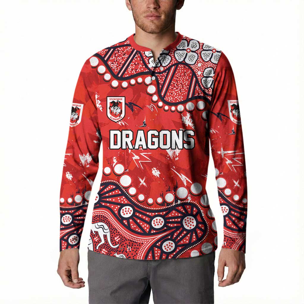 Personalized St. George Illawarra Dragons Button Sweatshirt Aboriginal Pattern with Graffiti Style Design