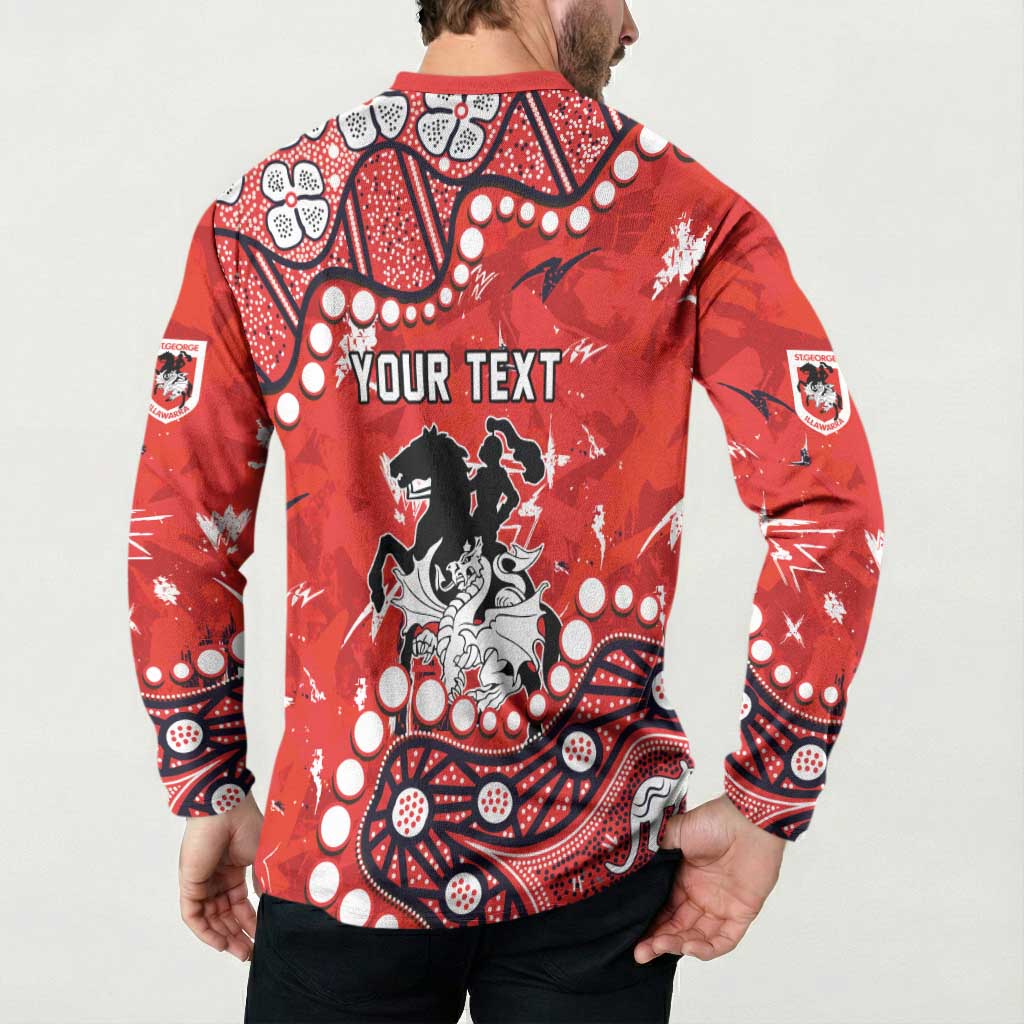 Personalized St. George Illawarra Dragons Button Sweatshirt Aboriginal Pattern with Graffiti Style Design
