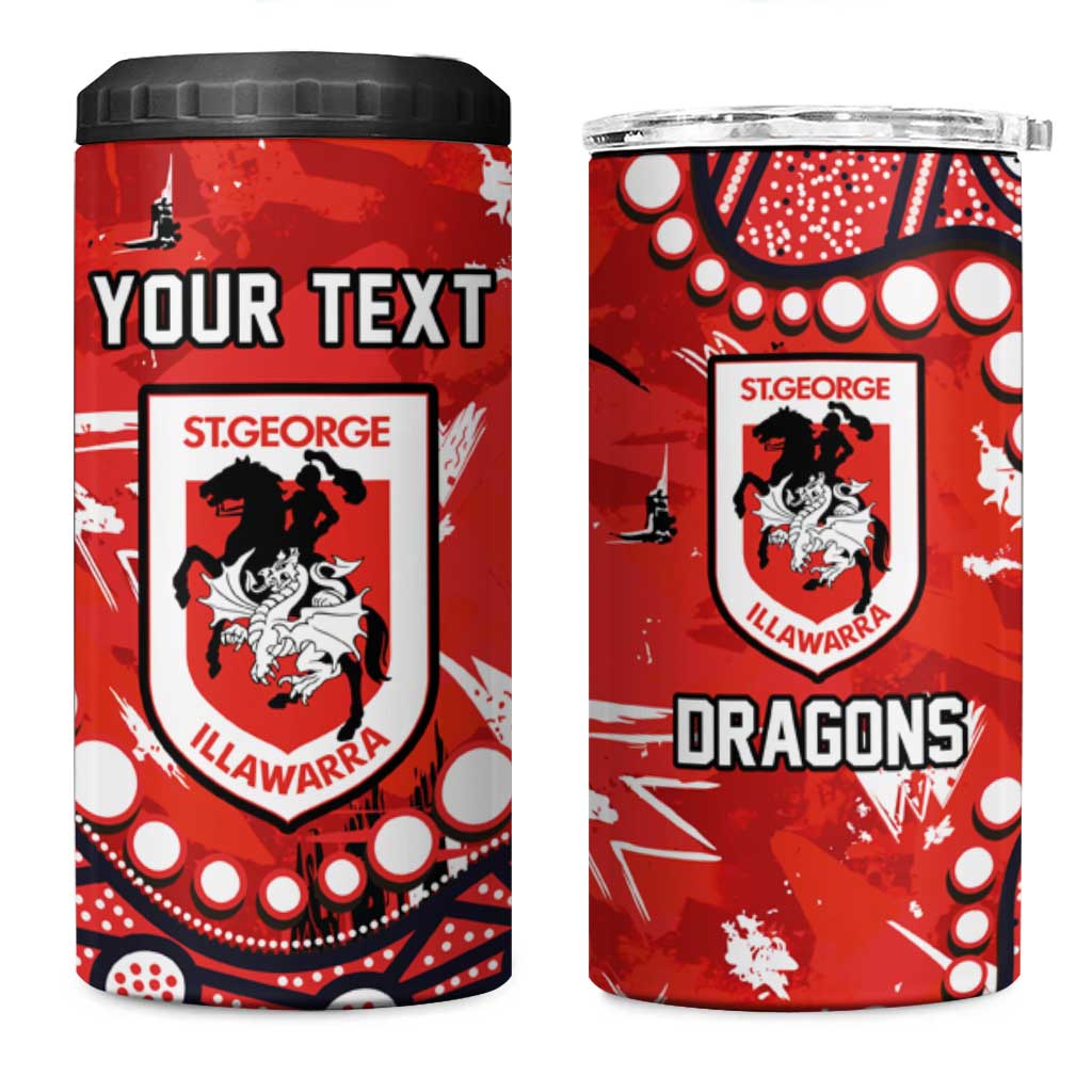 Personalized St. George Illawarra Dragons 4 in 1 Can Cooler Tumbler Aboriginal Pattern with Graffiti Style Design