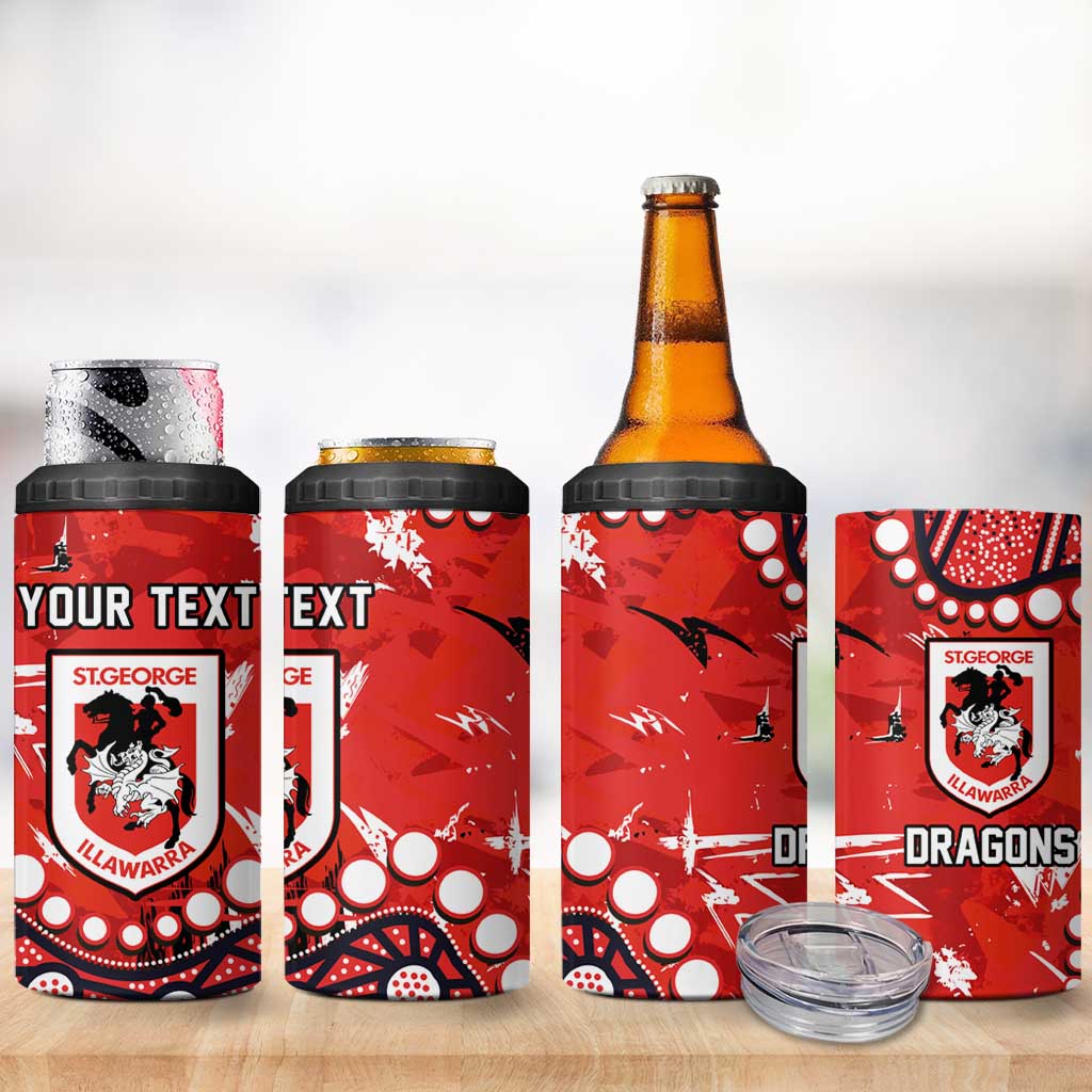 Personalized St. George Illawarra Dragons 4 in 1 Can Cooler Tumbler Aboriginal Pattern with Graffiti Style Design
