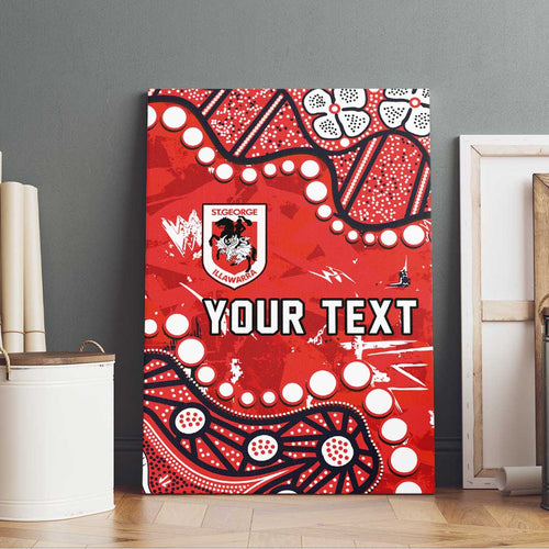 Personalized St. George Illawarra Dragons Canvas Wall Art Aboriginal Pattern with Graffiti Style Design