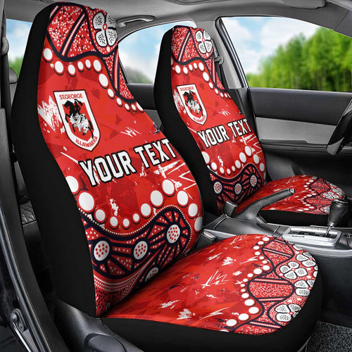 Personalized St. George Illawarra Dragons Car Seat Cover Aboriginal Pattern with Graffiti Style Design