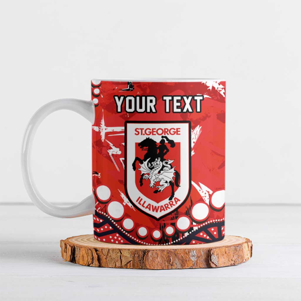 Personalized St. George Illawarra Dragons Ceramic Mug Aboriginal Pattern with Graffiti Style Design
