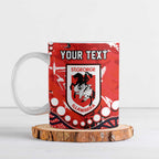 Personalized St. George Illawarra Dragons Ceramic Mug Aboriginal Pattern with Graffiti Style Design