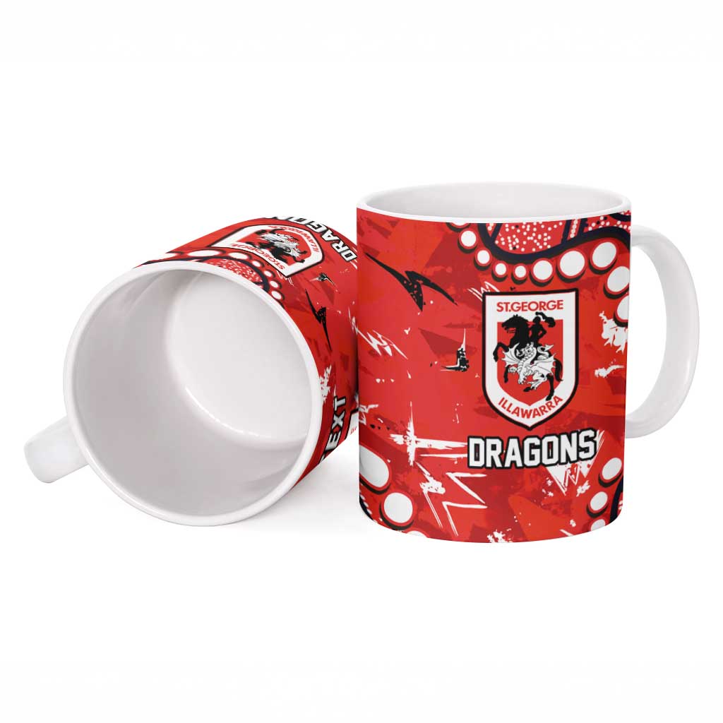 Personalized St. George Illawarra Dragons Ceramic Mug Aboriginal Pattern with Graffiti Style Design