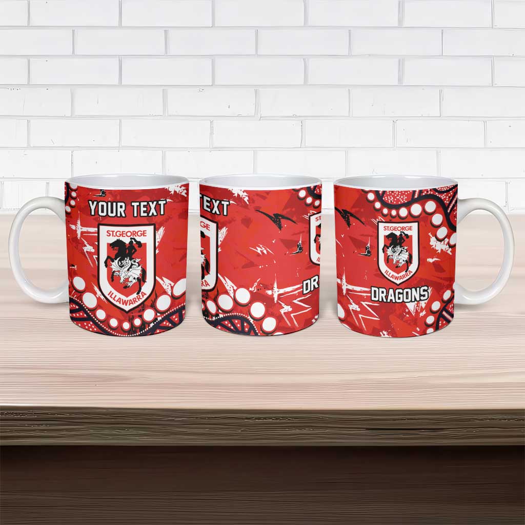Personalized St. George Illawarra Dragons Ceramic Mug Aboriginal Pattern with Graffiti Style Design