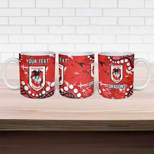 Personalized St. George Illawarra Dragons Ceramic Mug Aboriginal Pattern with Graffiti Style Design