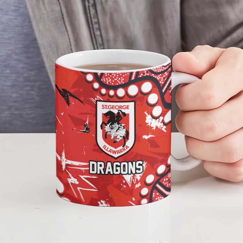 Personalized St. George Illawarra Dragons Ceramic Mug Aboriginal Pattern with Graffiti Style Design