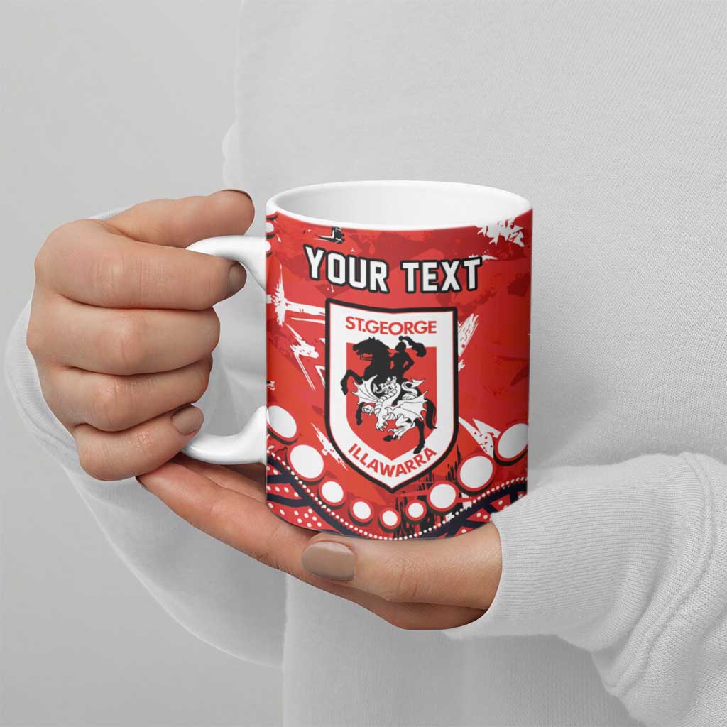 Personalized St. George Illawarra Dragons Ceramic Mug Aboriginal Pattern with Graffiti Style Design