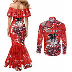 Personalized St. George Illawarra Dragons Couples Matching Mermaid Dress and Long Sleeve Button Shirt Aboriginal Pattern with Graffiti Style Design