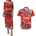 Personalized St. George Illawarra Dragons Couples Matching Puletasi and Hawaiian Shirt Aboriginal Pattern with Graffiti Style Design
