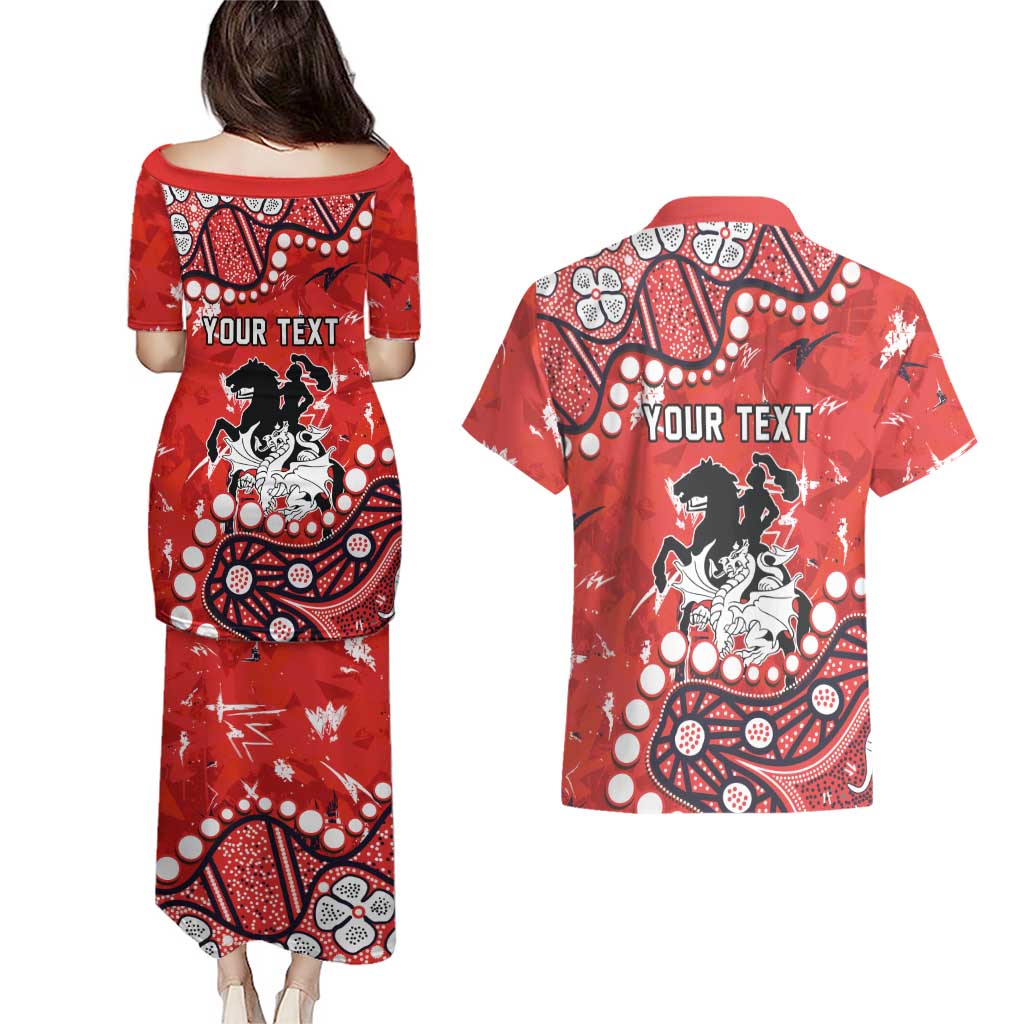 Personalized St. George Illawarra Dragons Couples Matching Puletasi and Hawaiian Shirt Aboriginal Pattern with Graffiti Style Design