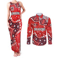 Personalized St. George Illawarra Dragons Couples Matching Tank Maxi Dress and Long Sleeve Button Shirt Aboriginal Pattern with Graffiti Style Design