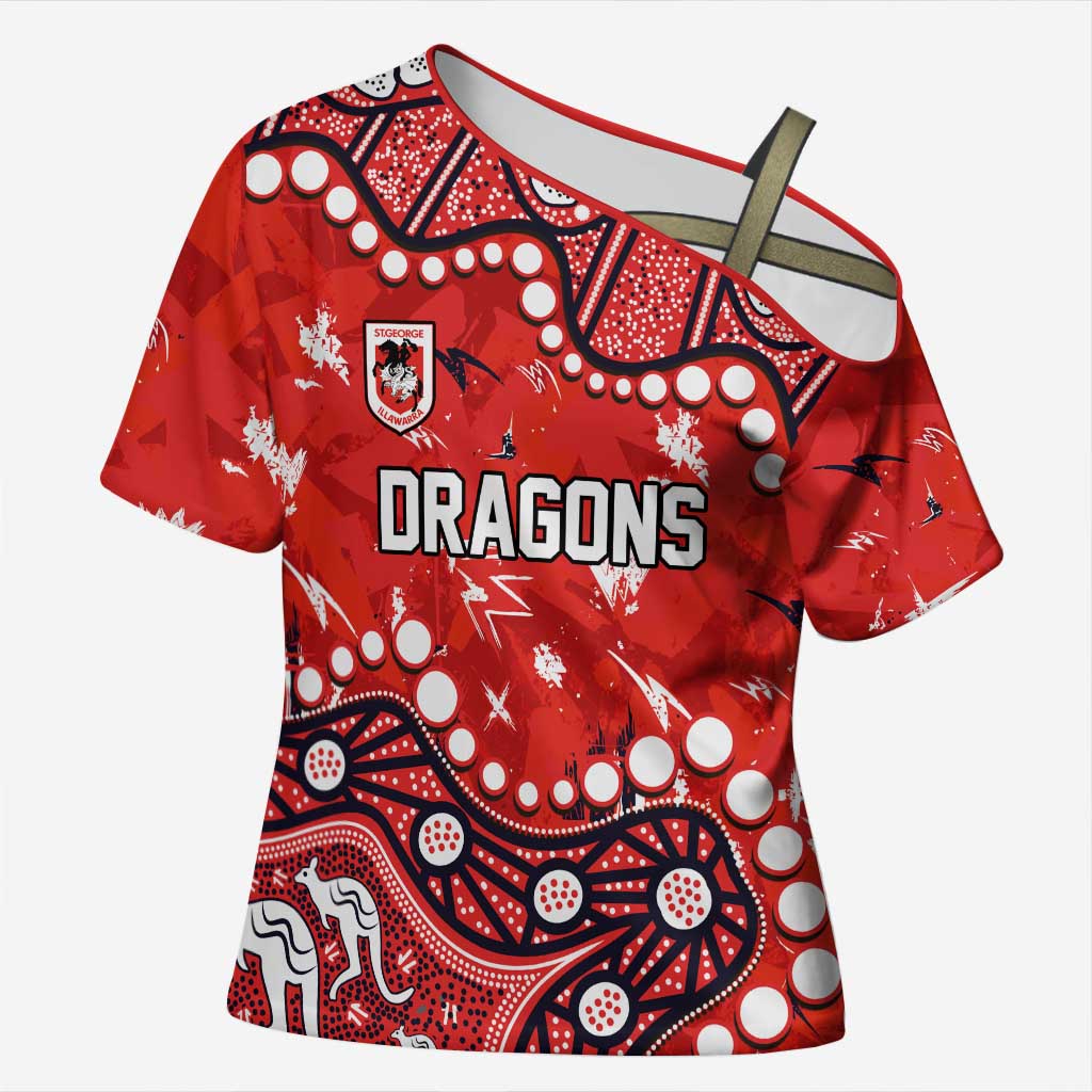 Personalized St. George Illawarra Dragons Cross Shoulder Shirt Aboriginal Pattern with Graffiti Style Design