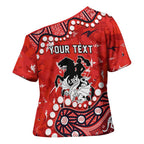 Personalized St. George Illawarra Dragons Cross Shoulder Shirt Aboriginal Pattern with Graffiti Style Design