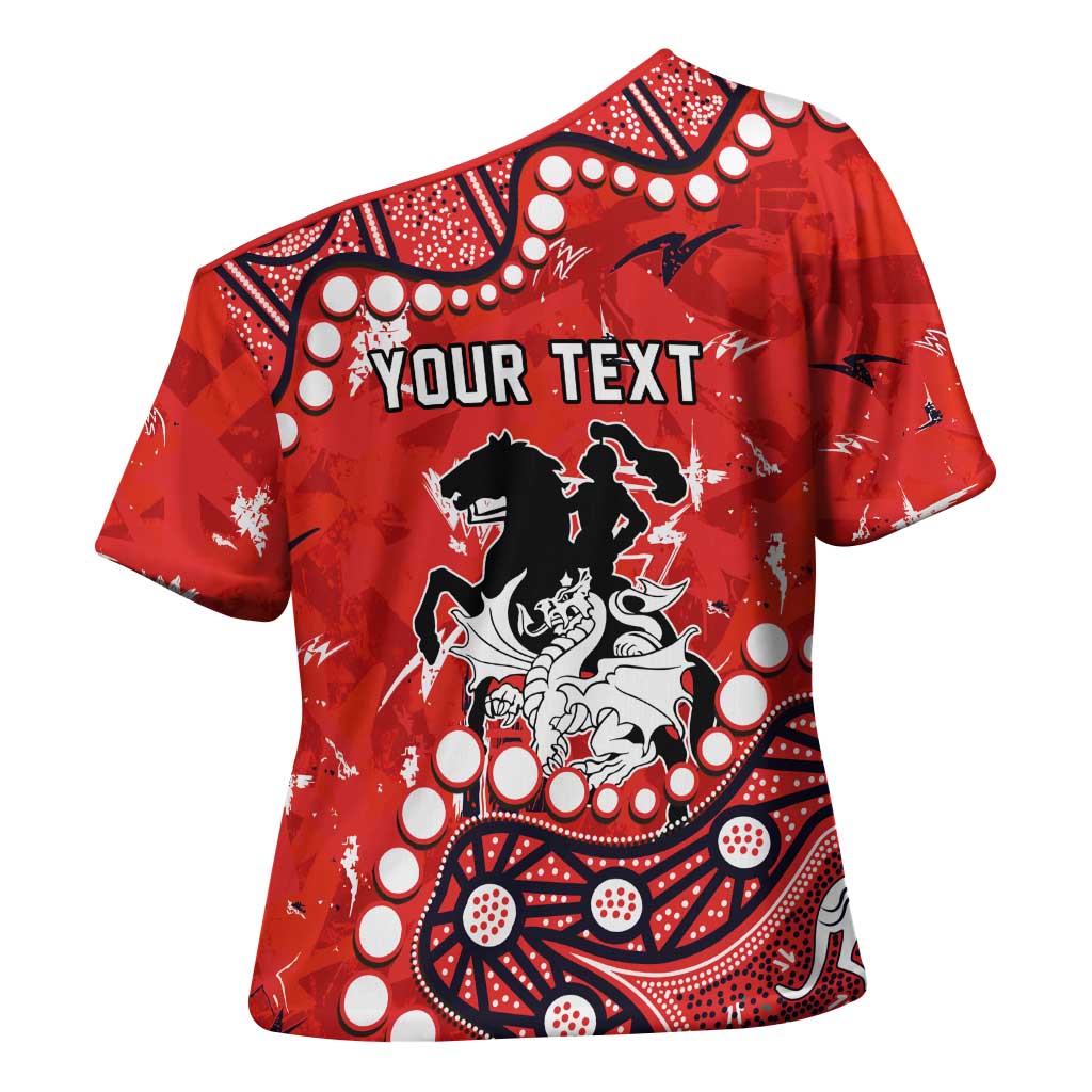 Personalized St. George Illawarra Dragons Cross Shoulder Shirt Aboriginal Pattern with Graffiti Style Design