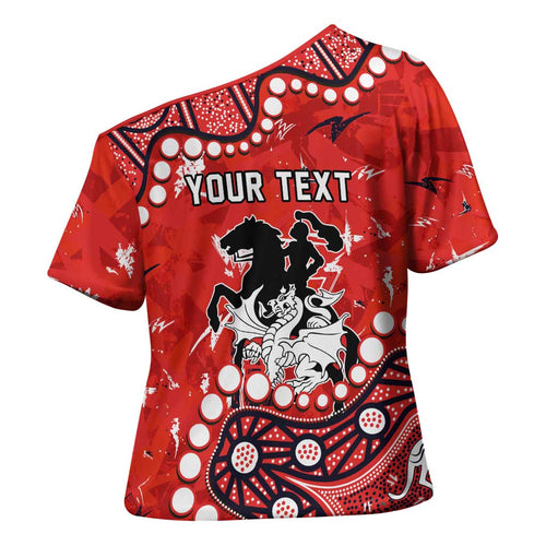 Personalized St. George Illawarra Dragons Cross Shoulder Shirt Aboriginal Pattern with Graffiti Style Design