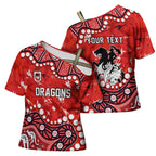 Personalized St. George Illawarra Dragons Cross Shoulder Shirt Aboriginal Pattern with Graffiti Style Design