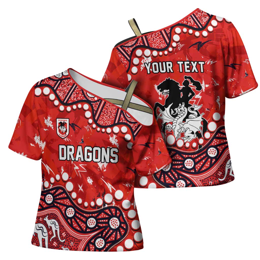 Personalized St. George Illawarra Dragons Cross Shoulder Shirt Aboriginal Pattern with Graffiti Style Design