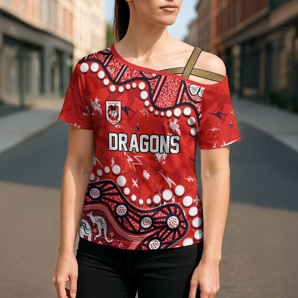 Personalized St. George Illawarra Dragons Cross Shoulder Shirt Aboriginal Pattern with Graffiti Style Design
