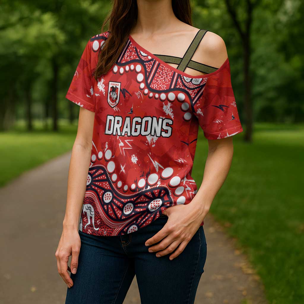 Personalized St. George Illawarra Dragons Cross Shoulder Shirt Aboriginal Pattern with Graffiti Style Design