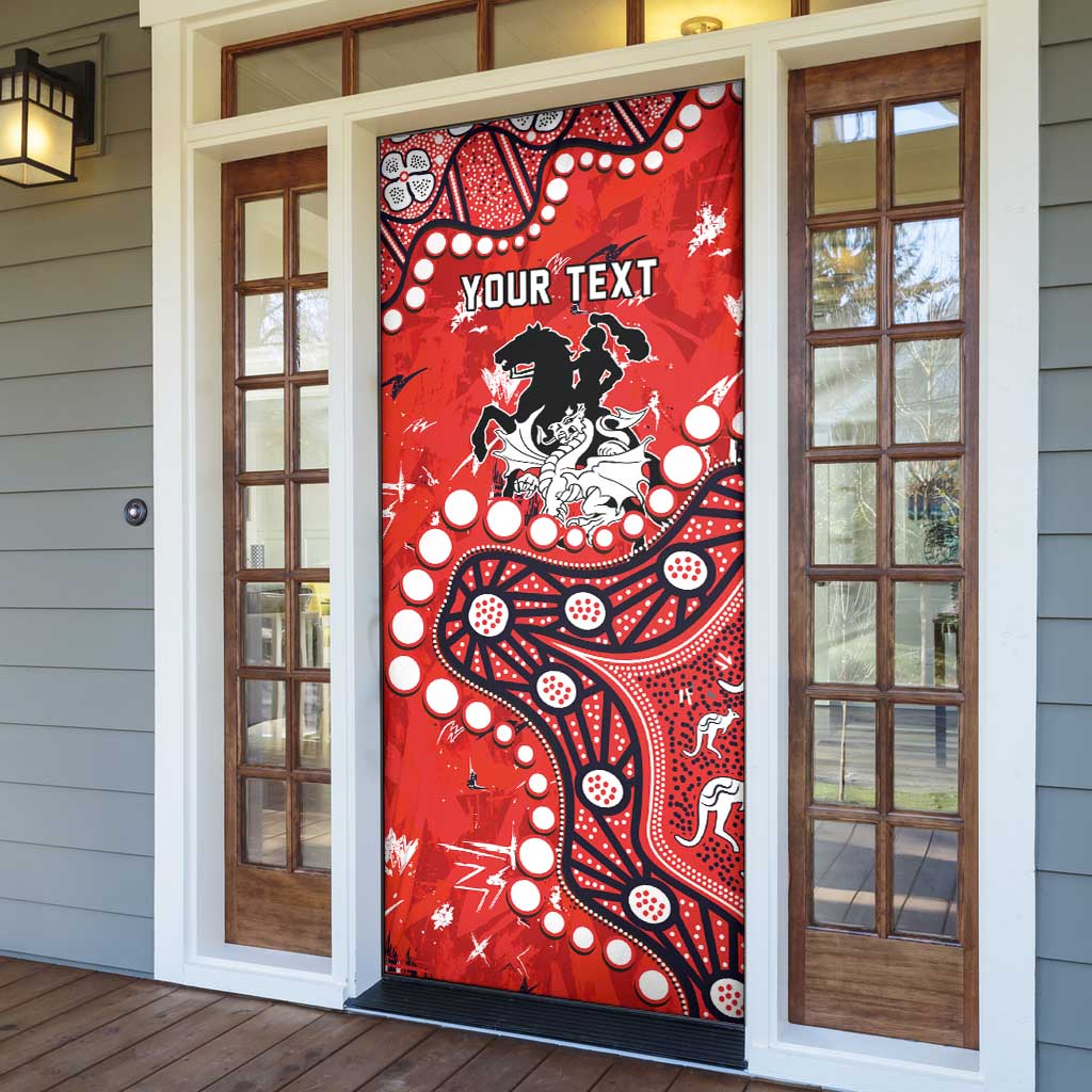 Personalized St. George Illawarra Dragons Door Cover Aboriginal Pattern with Graffiti Style Design