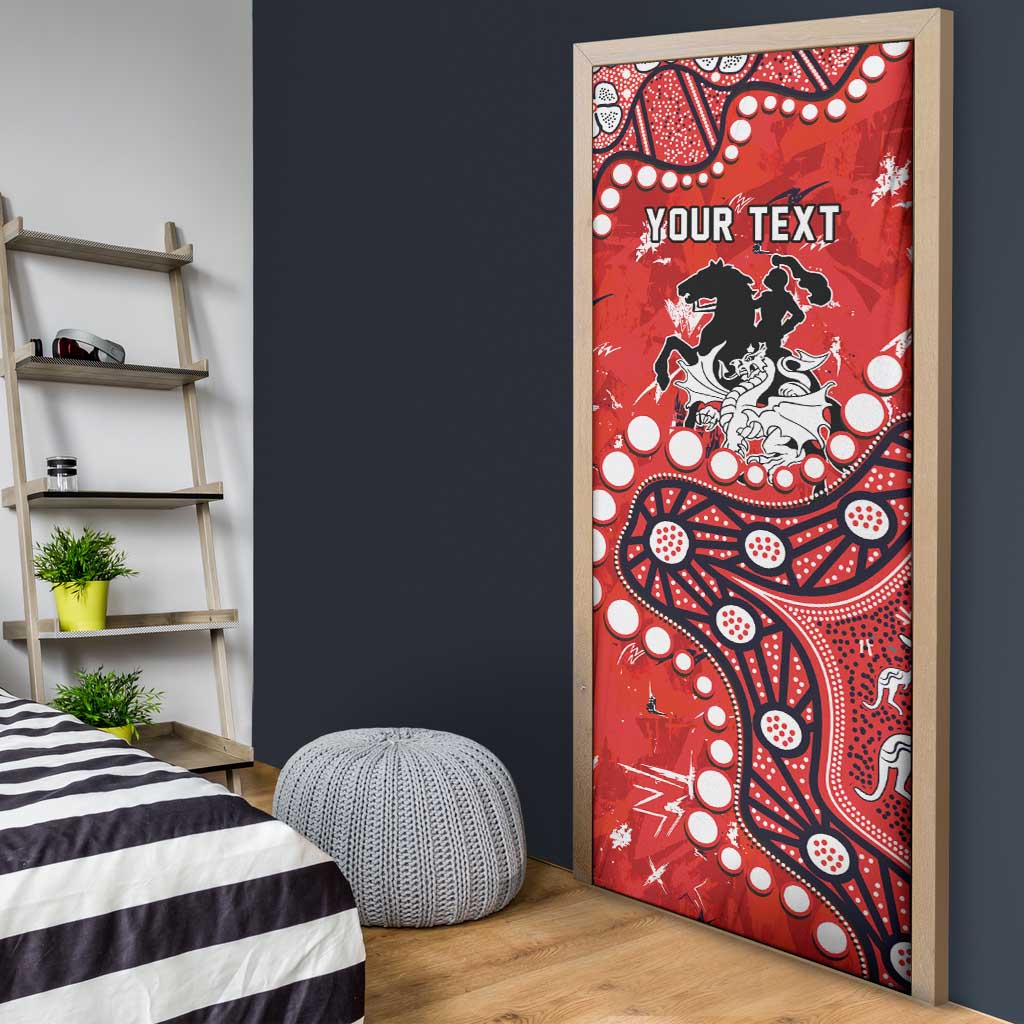 Personalized St. George Illawarra Dragons Door Cover Aboriginal Pattern with Graffiti Style Design