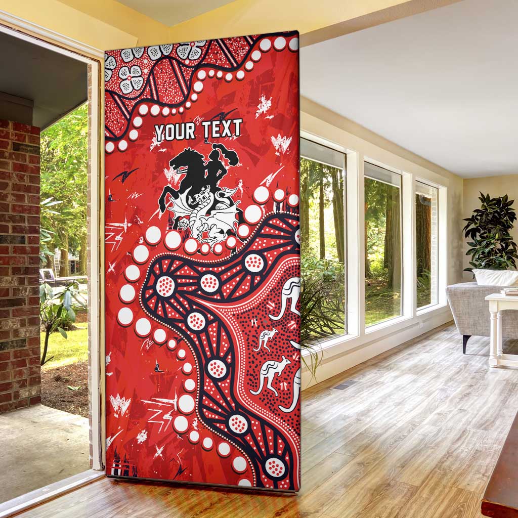 Personalized St. George Illawarra Dragons Door Cover Aboriginal Pattern with Graffiti Style Design