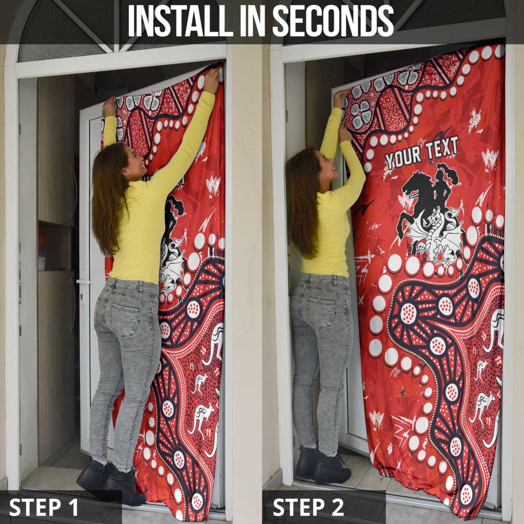 Personalized St. George Illawarra Dragons Door Cover Aboriginal Pattern with Graffiti Style Design
