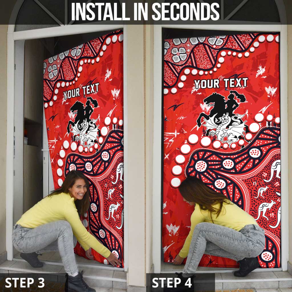 Personalized St. George Illawarra Dragons Door Cover Aboriginal Pattern with Graffiti Style Design