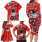 Personalized St. George Illawarra Dragons Family Matching Long Sleeve Bodycon Dress and Hawaiian Shirt Aboriginal Pattern with Graffiti Style Design