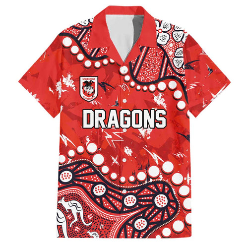 Personalized St. George Illawarra Dragons Family Matching Long Sleeve Bodycon Dress and Hawaiian Shirt Aboriginal Pattern with Graffiti Style Design