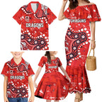 Personalized St. George Illawarra Dragons Family Matching Mermaid Dress and Hawaiian Shirt Aboriginal Pattern with Graffiti Style Design