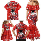 Personalized St. George Illawarra Dragons Family Matching Mermaid Dress and Hawaiian Shirt Aboriginal Pattern with Graffiti Style Design