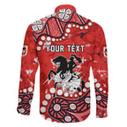 Personalized St. George Illawarra Dragons Family Matching Off The Shoulder Long Sleeve Dress and Hawaiian Shirt Aboriginal Pattern with Graffiti Style Design