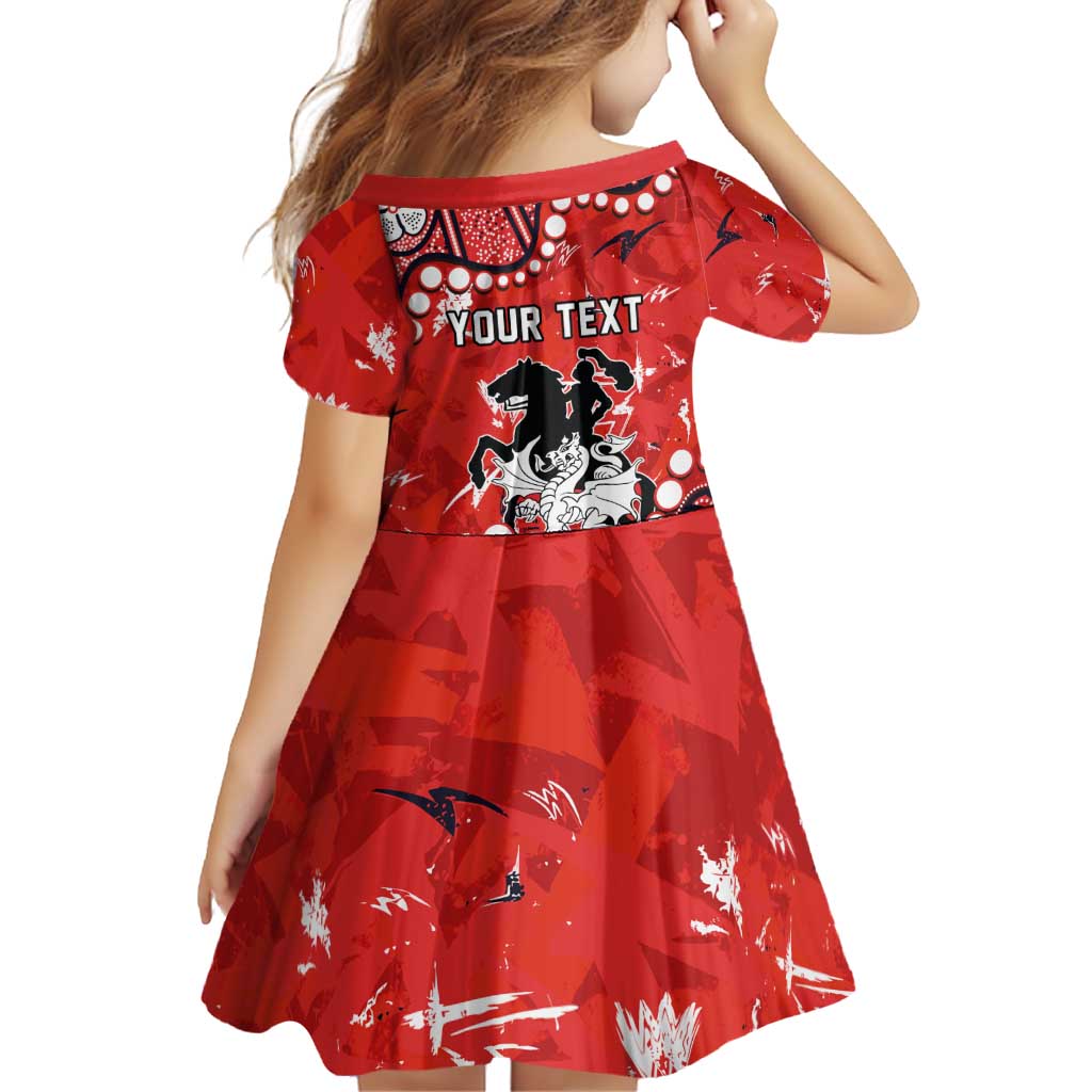 Personalized St. George Illawarra Dragons Family Matching Off Shoulder Short Dress and Hawaiian Shirt Aboriginal Pattern with Graffiti Style Design