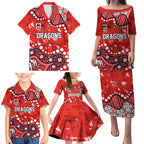 Personalized St. George Illawarra Dragons Family Matching Puletasi and Hawaiian Shirt Aboriginal Pattern with Graffiti Style Design