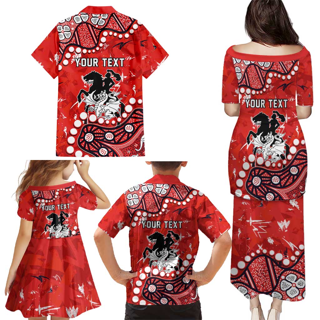 Personalized St. George Illawarra Dragons Family Matching Puletasi and Hawaiian Shirt Aboriginal Pattern with Graffiti Style Design