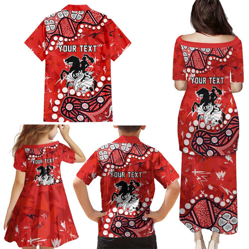 Personalized St. George Illawarra Dragons Family Matching Puletasi and Hawaiian Shirt Aboriginal Pattern with Graffiti Style Design