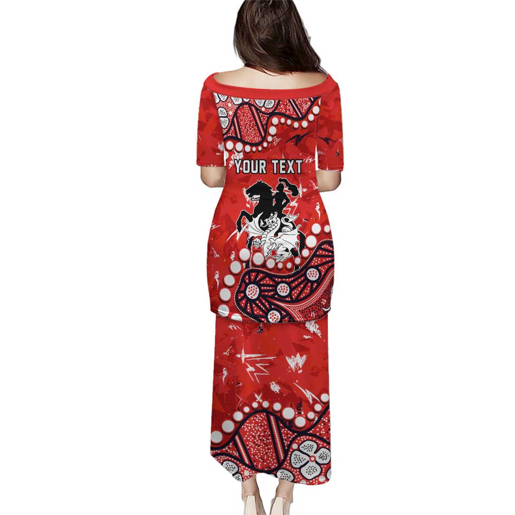 Personalized St. George Illawarra Dragons Family Matching Puletasi and Hawaiian Shirt Aboriginal Pattern with Graffiti Style Design