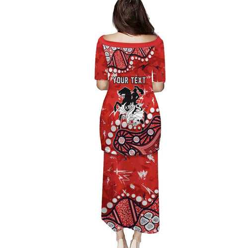 Personalized St. George Illawarra Dragons Family Matching Puletasi and Hawaiian Shirt Aboriginal Pattern with Graffiti Style Design