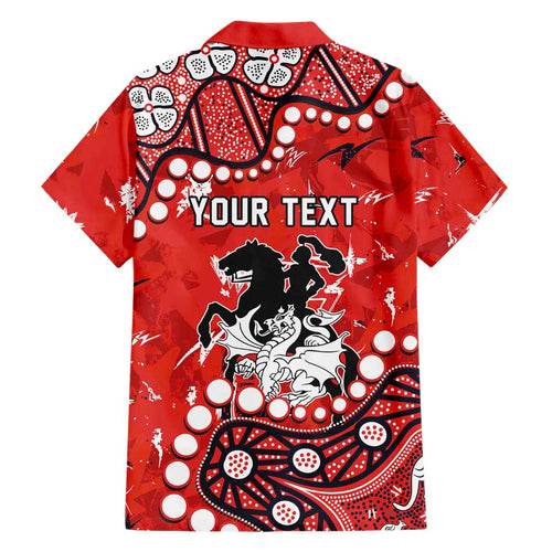 Personalized St. George Illawarra Dragons Family Matching Short Sleeve Bodycon Dress and Hawaiian Shirt Aboriginal Pattern with Graffiti Style Design